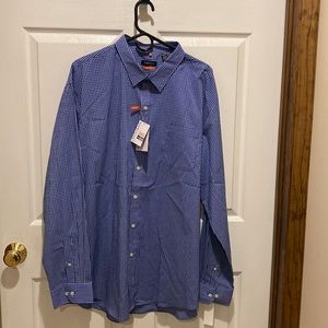 NWT Van Heusen blue/white plaid long sleeve shirt